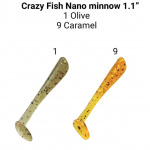 Crazy Fish Nano Minnow 1 Olive, 9 Caramel