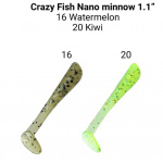 Crazy Fish Nano Minnow 16 Watermelon, 20 Kiwi