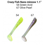 Crazy Fish Nano Minnow 54 Green Acid, 67 Olive Pearl