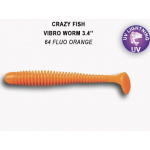 Crazy Fish Vibro Worm Floating 64 Fluo Orange